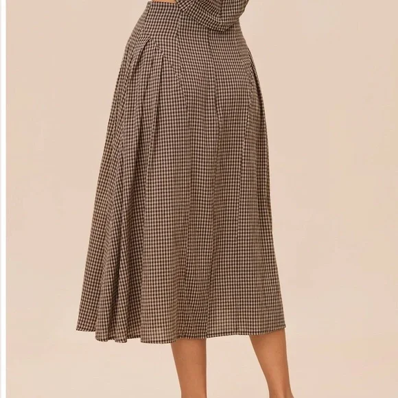 Women's Brown Houndstooth Midi Skirt - Picture 1 of 2